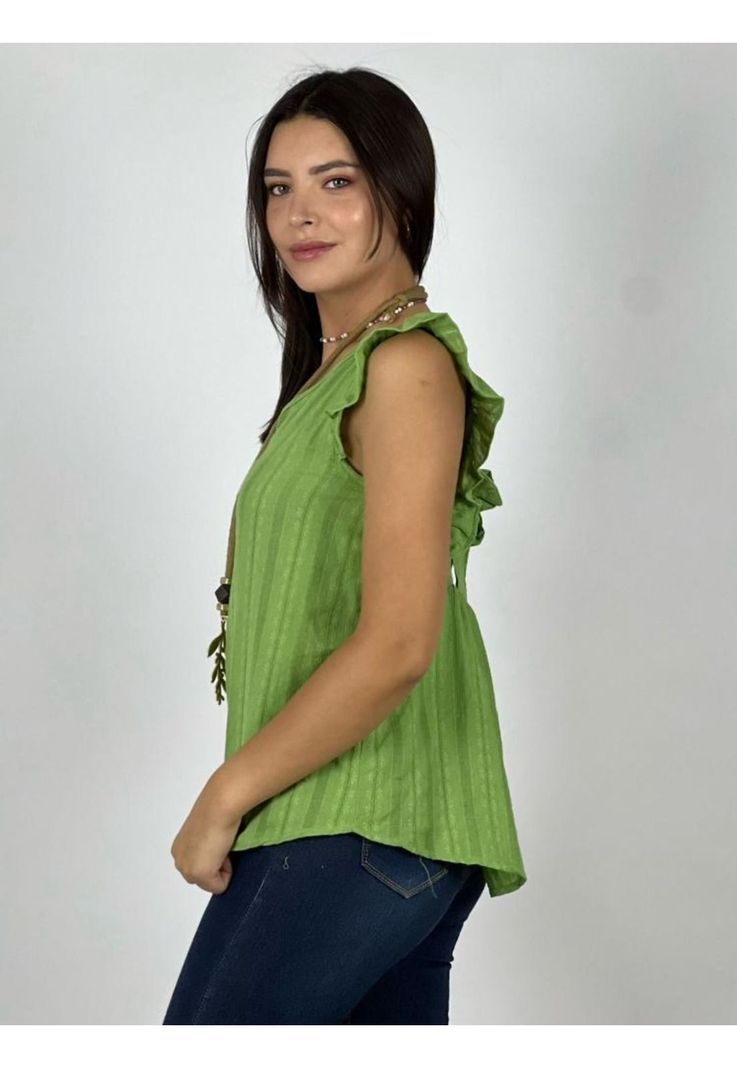 Polera Diseño Líneas Con Amarras Verde Enigmática Boutique-3