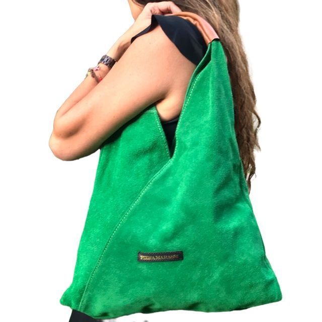 Cartera Piera Marassi, cuero natural, genuino. Modelo Allegra verde-0