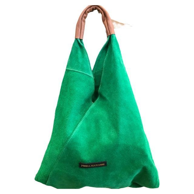 Cartera Piera Marassi, cuero natural, genuino. Modelo Allegra verde-1
