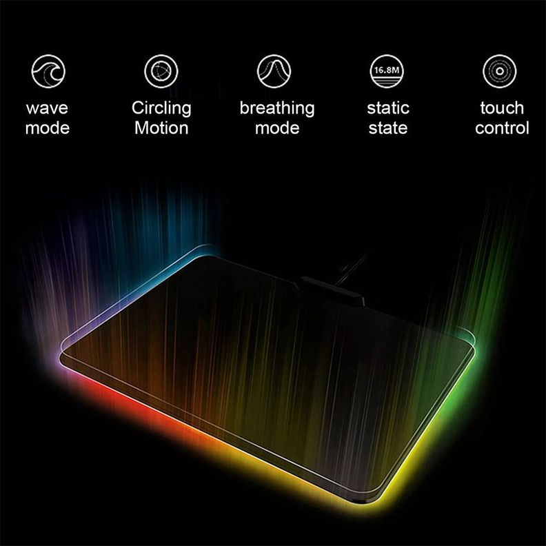 Mouse Pad Gamer Antideslizante Luz RGB Led Touch, 35x25cm-5