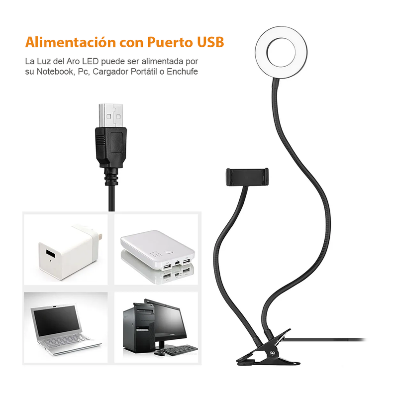 Kit 2 En 1 Aro Luz Fotografias Led Selfie Soporte Tik Tok-1