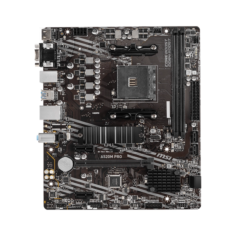Placa Madre MSI A520M PRO, AMD A520 AM4, DDR4,mATX, Dual-3