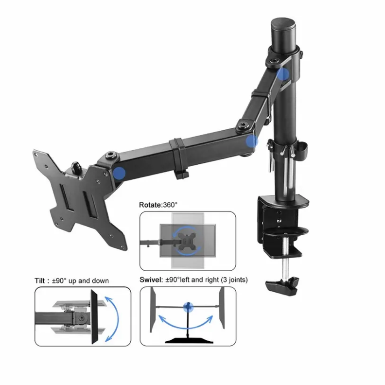 Soporte Monitor Brazo articulado, anclaje escritorio, 13"-32″, carga 8kg-2