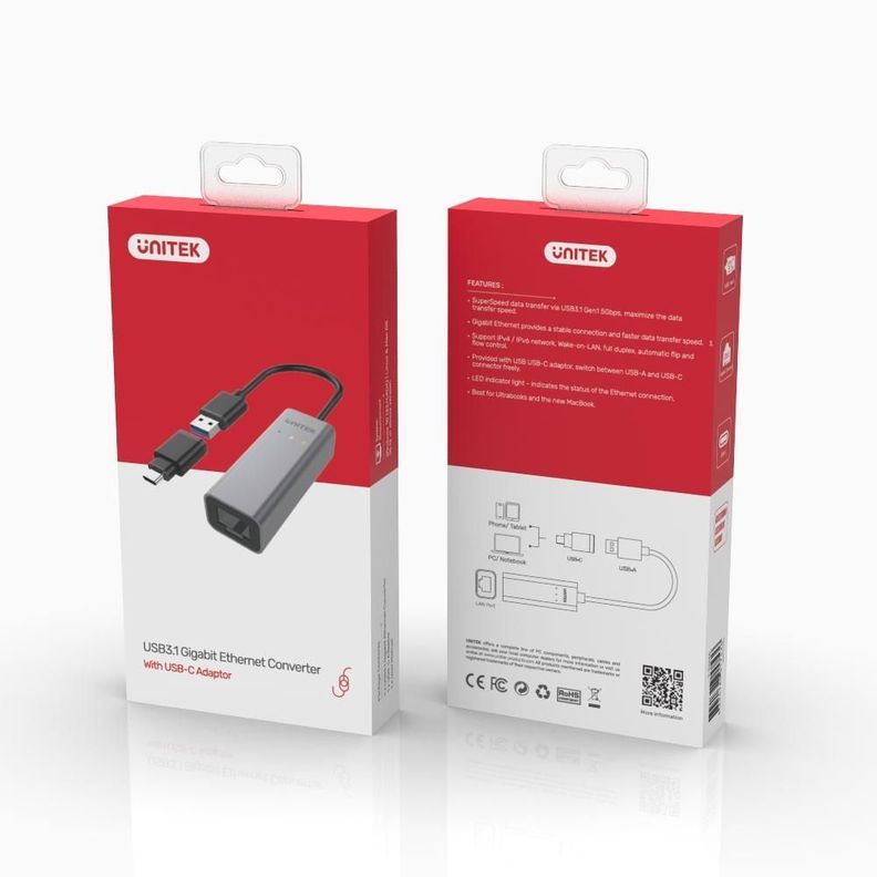 Adaptador USB 3.0 a Gigabit Ethernet con adaptador USB-C-7