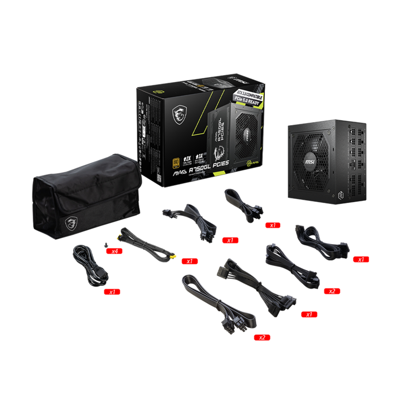 Fuente de Poder MSI MAG A750GL PCIE5 750W, Modular, 80+ Gold-1