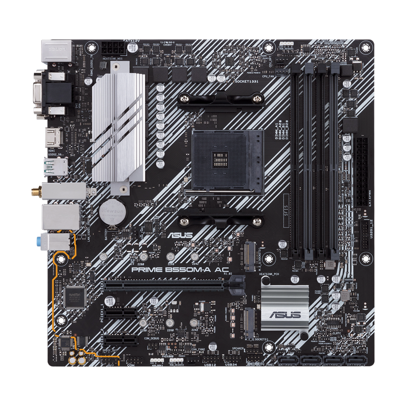 Placa Madre Asus Prime B550M-A AC, Socket AM4, DDR4 2133/4600MHz, Ryzen-3