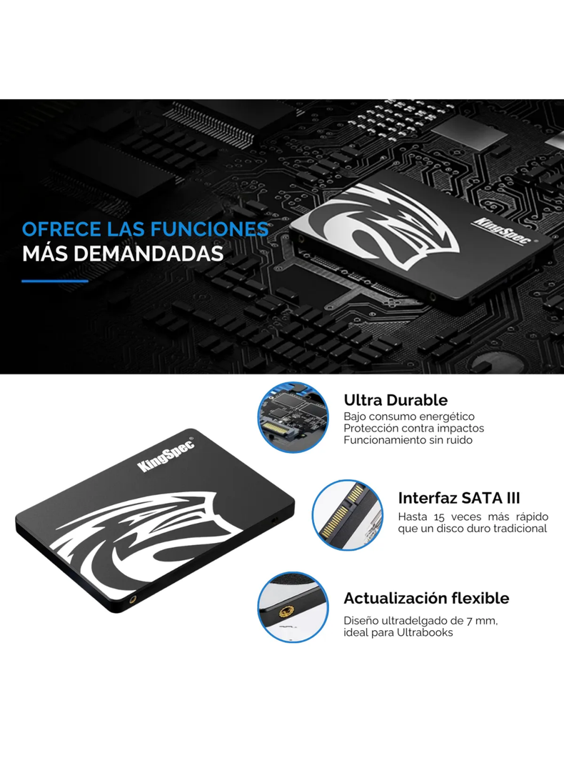 Unidad SSD KingSpec P3 1TB, 2.5 SATA III, 3D NAND, 580 MB/s Oem