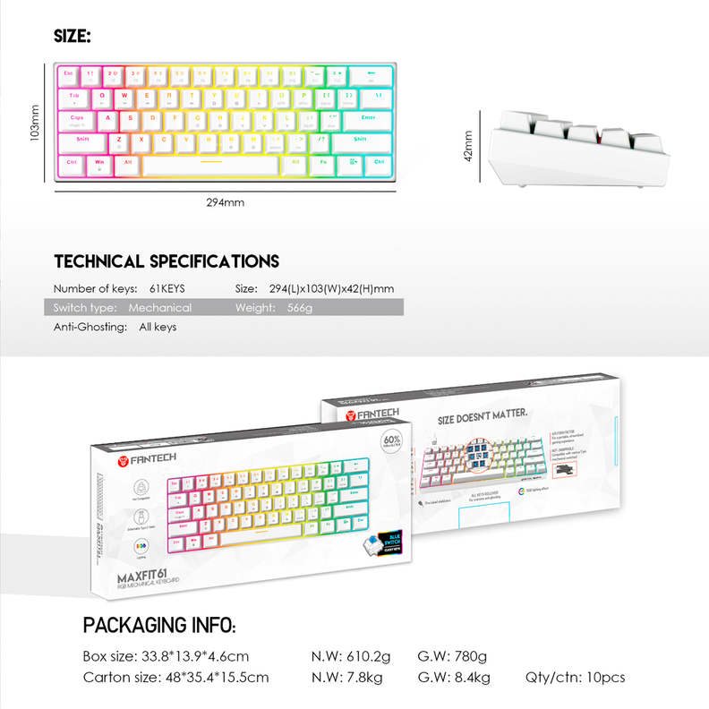 Teclado Mecánico al 60% Fantech MAXFIT61 MK857 Space Edition-5