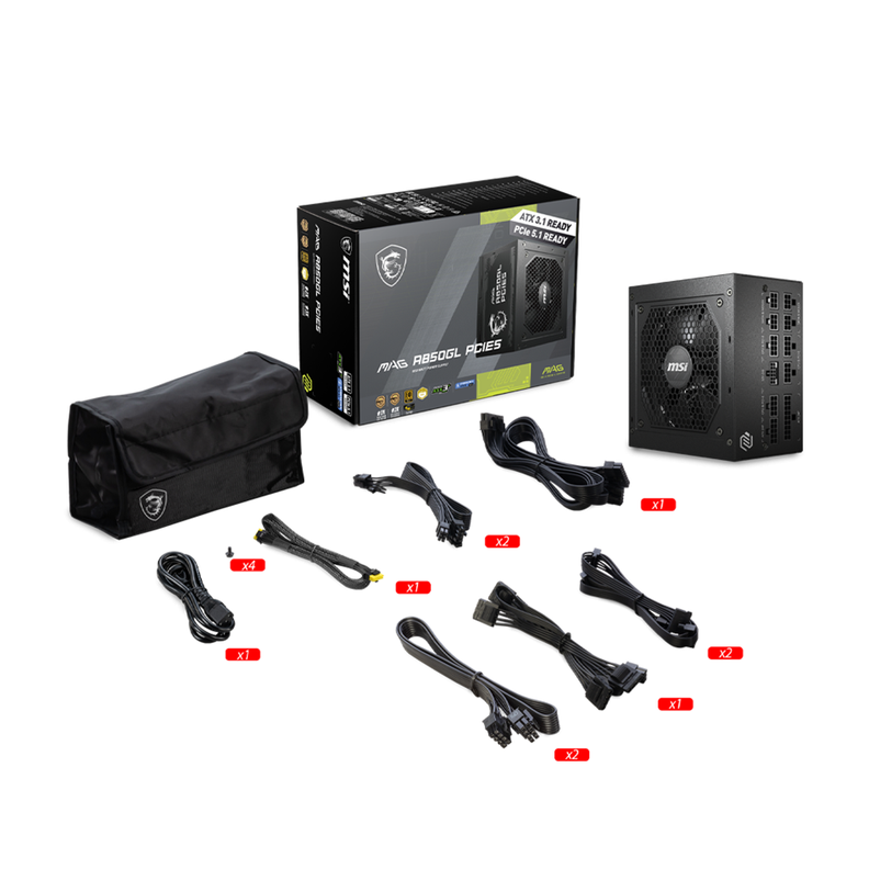 Fuente de Poder MSI MAG A850GL PCIE5 850W, Modular, 80+ Gold-2