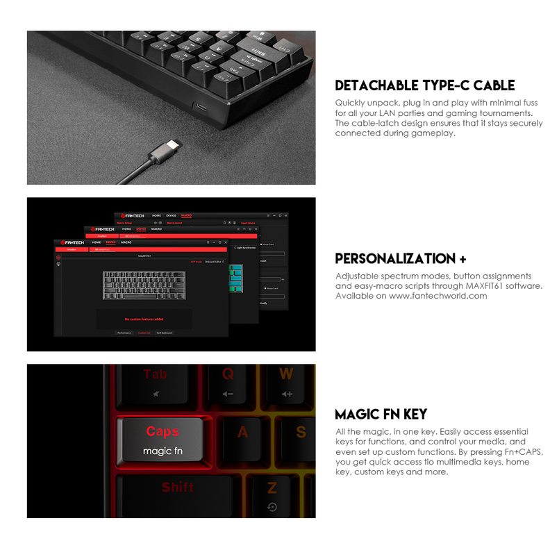 Teclado Mecánico al 60% Fantech MAXFIT61 MK857 Black Edition-2