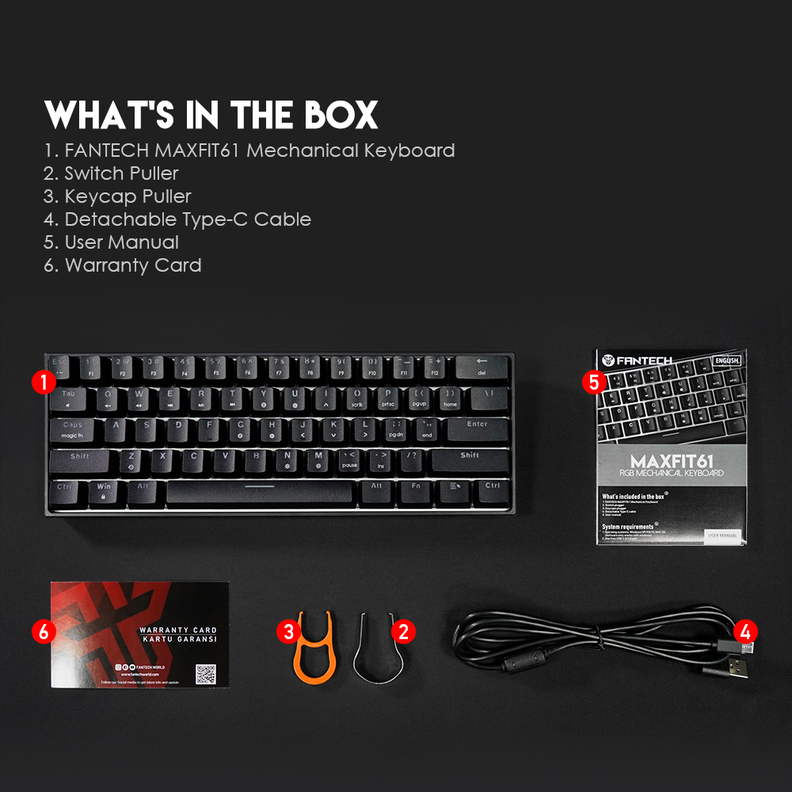 Teclado Mecánico al 60% Fantech MAXFIT61 MK857 Black Edition-5