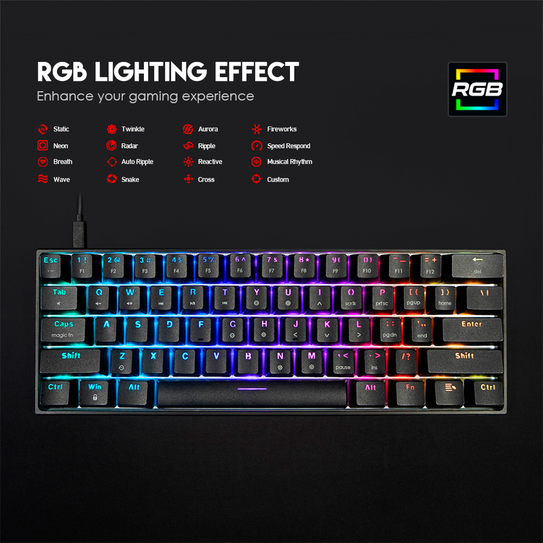 Teclado Mecánico al 60% Fantech MAXFIT61 MK857 Black Edition-6