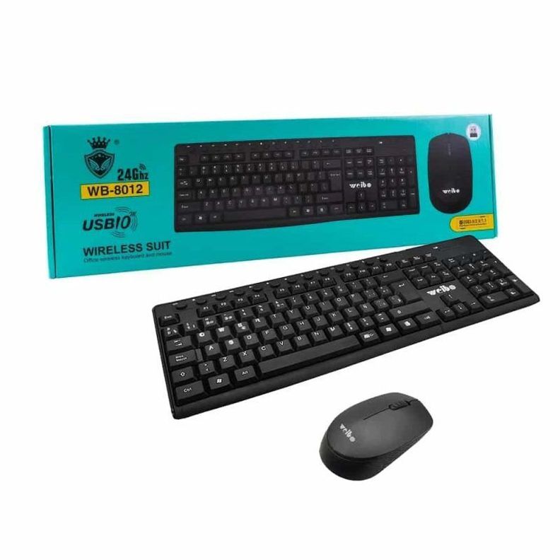 Kit 2 en 1 Weibo WB-8012, Teclado + Mouse inalámbrico, USB-0
