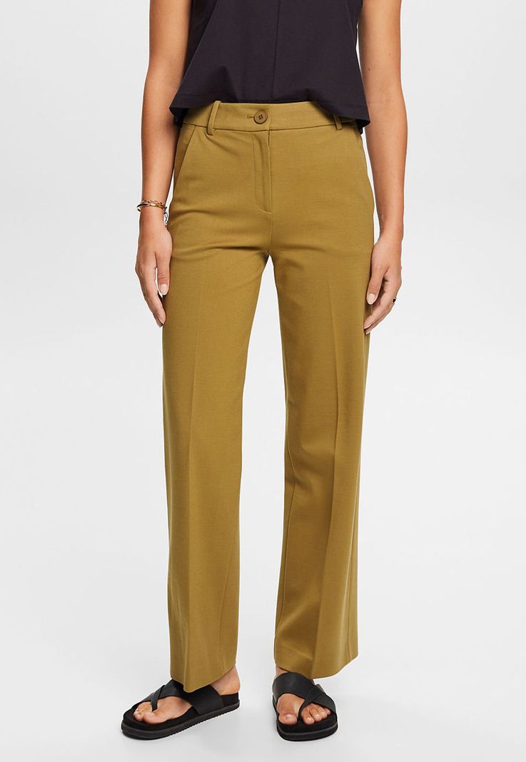 Pantalón corte recto y cintura con trabillas Mujer Esprit-0