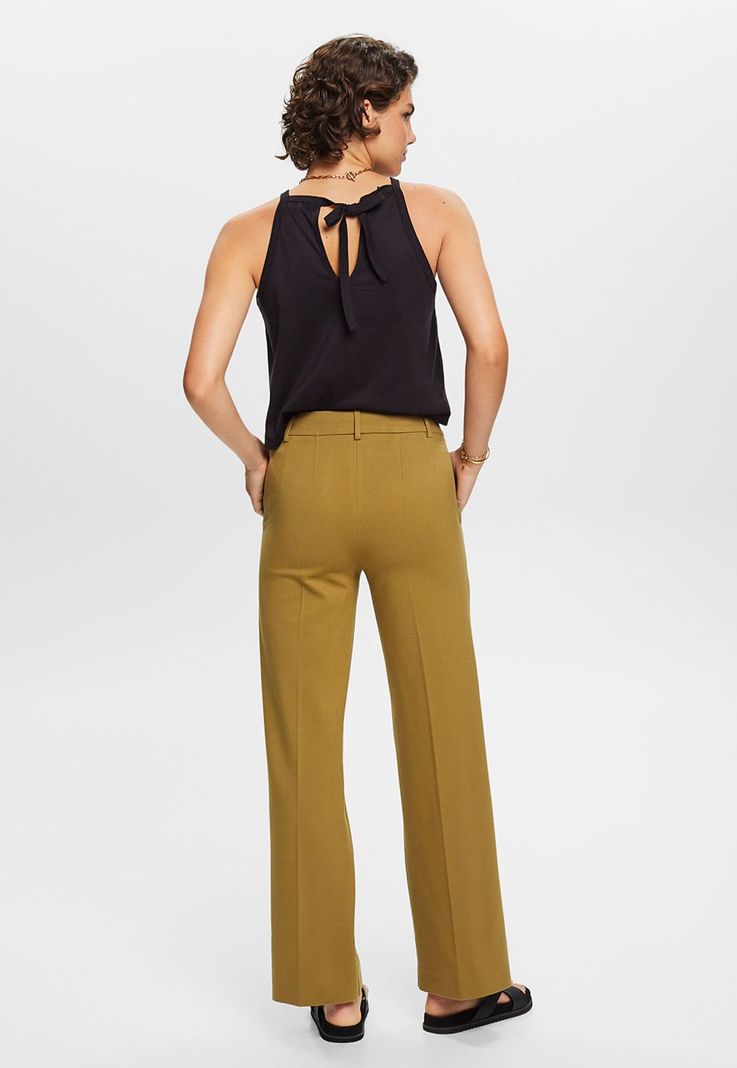 Pantalón corte recto y cintura con trabillas Mujer Esprit-1