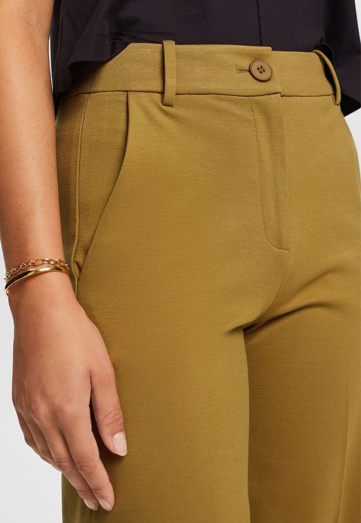 Pantalón corte recto y cintura con trabillas Mujer Esprit-3