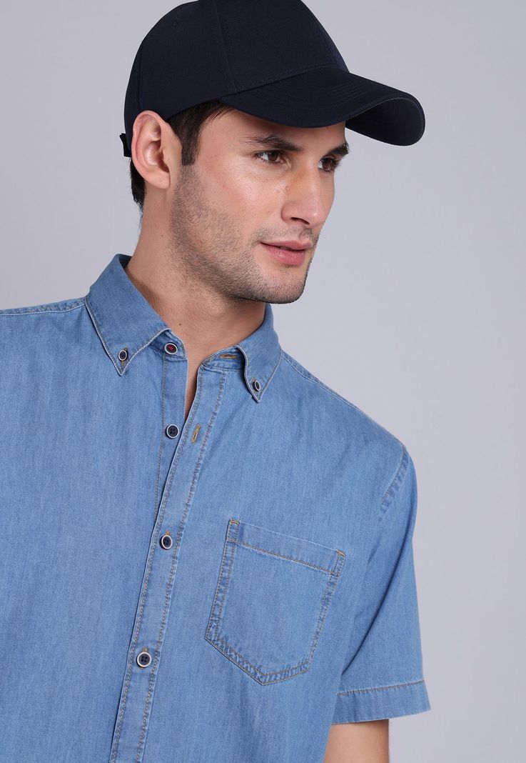 Camisa Denim Manga Corta Soviet BVSHF22DE-2