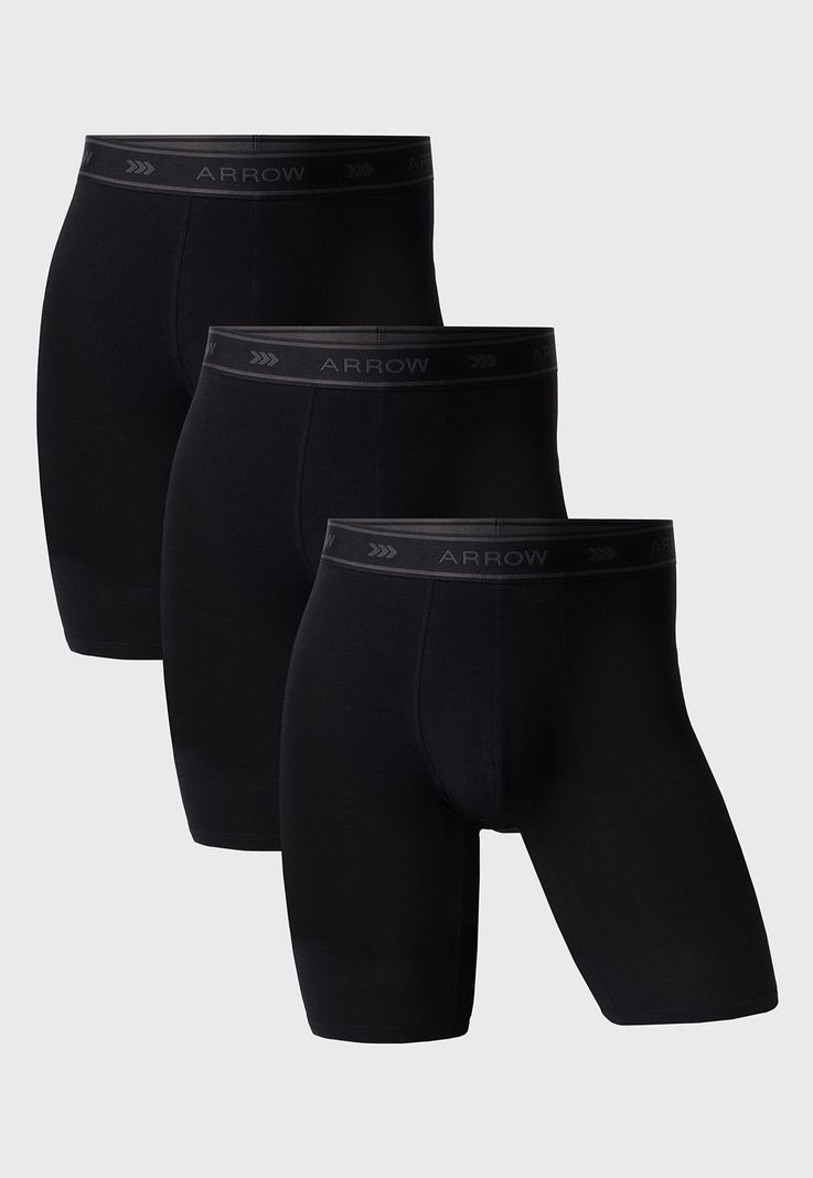 Boxer Hombre Arrow Pack x3 Algodon Liso Negro S