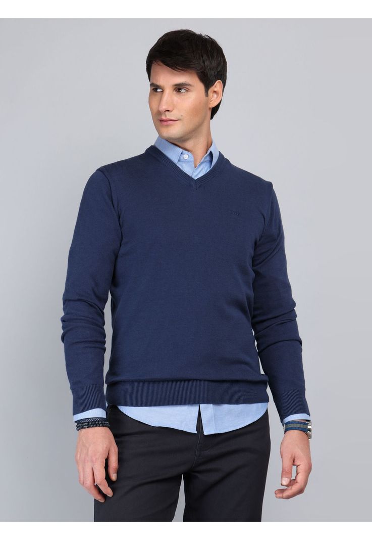 Sweater Cuello V Regular Fit Azul Arrow SW33001AZ S
