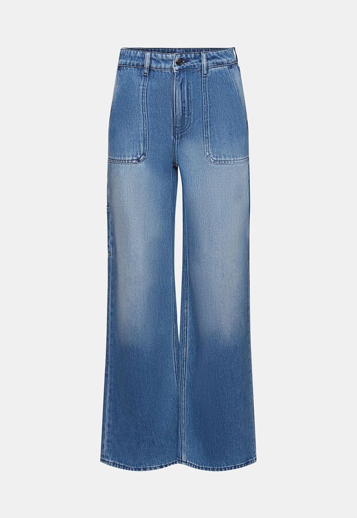 Jeans tiro alto Estilo Carpintero Mujer Esprit-3