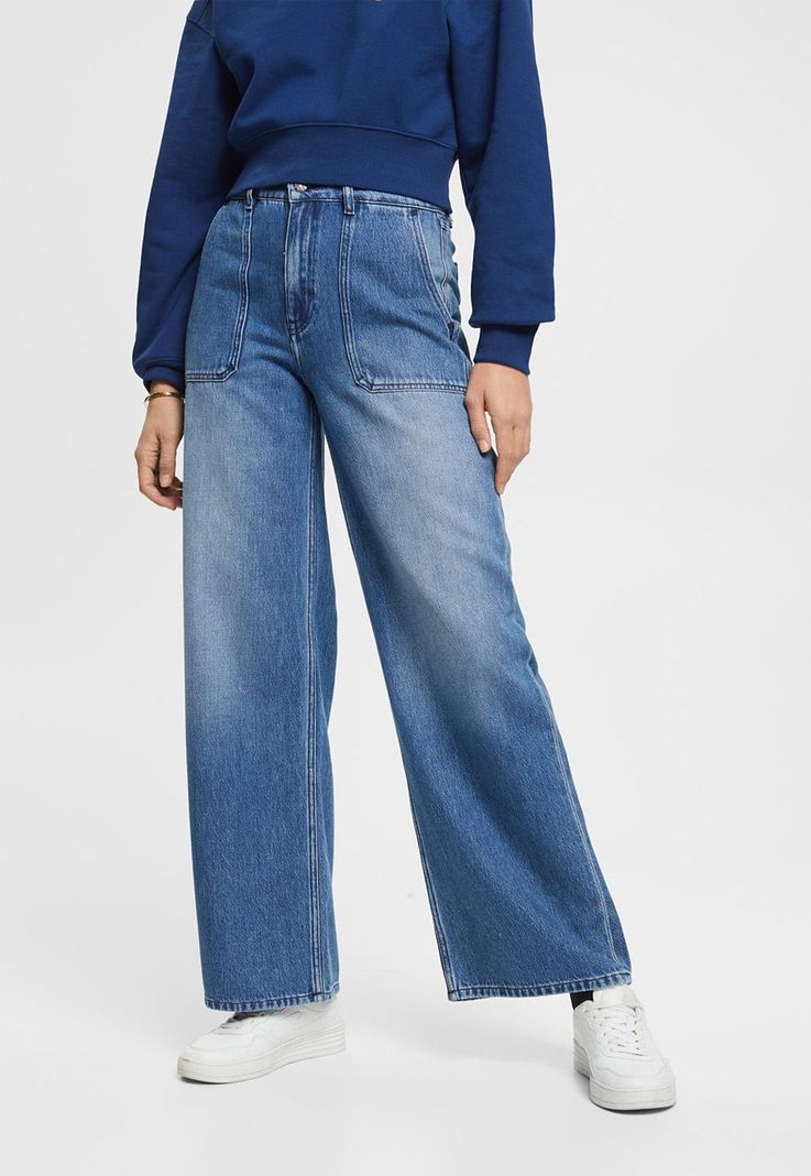 Jeans tiro alto Estilo Carpintero Mujer Esprit-0