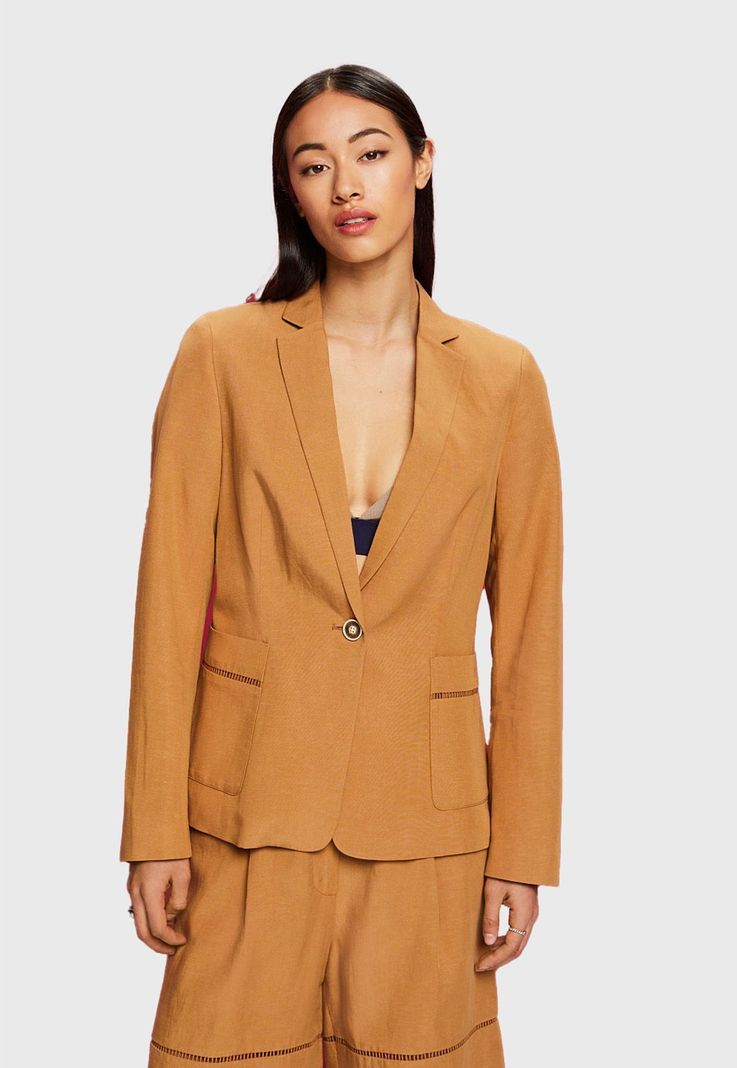 Blazer De Corte Recto Mujer Esprit