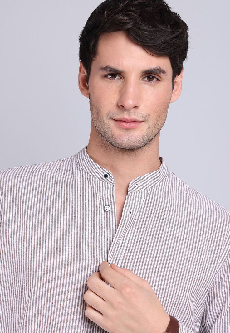 Camisa Cuello Mao Lino Soviet BVSHF27TA-2