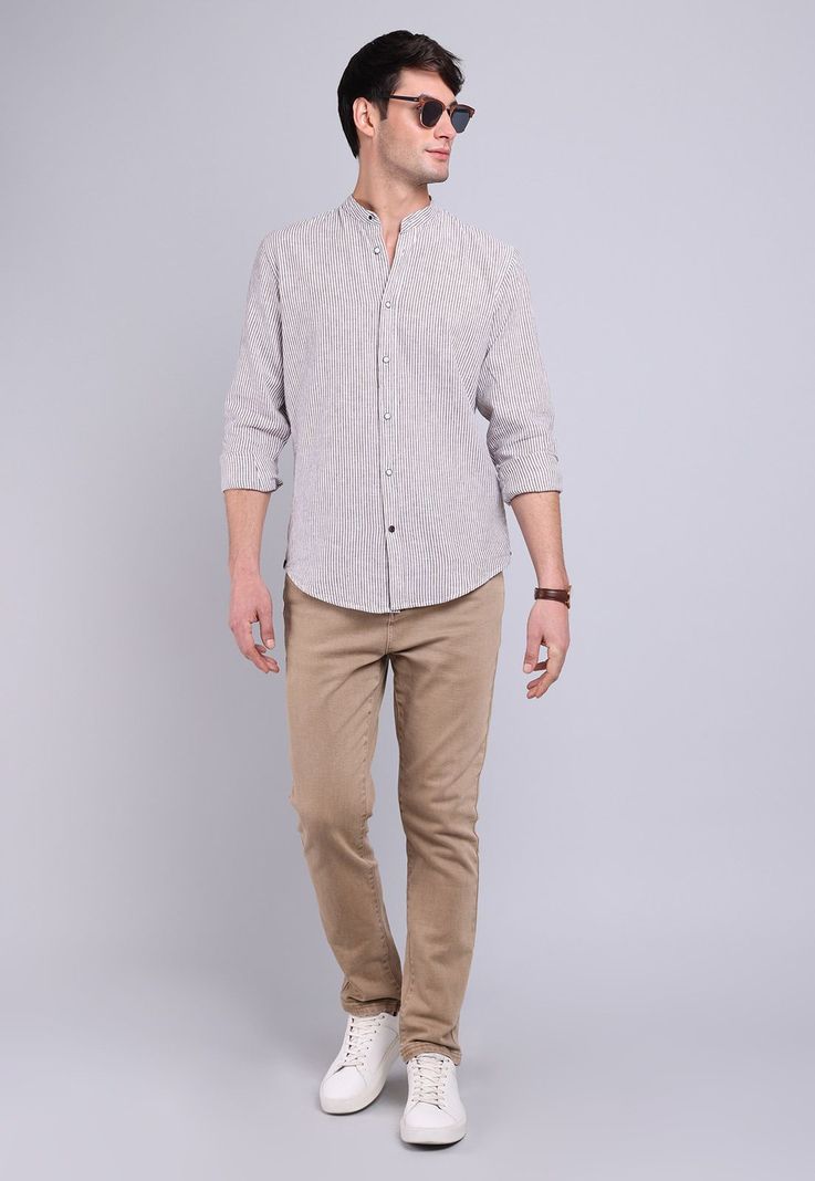 Camisa Cuello Mao Lino Soviet BVSHF27TA-3