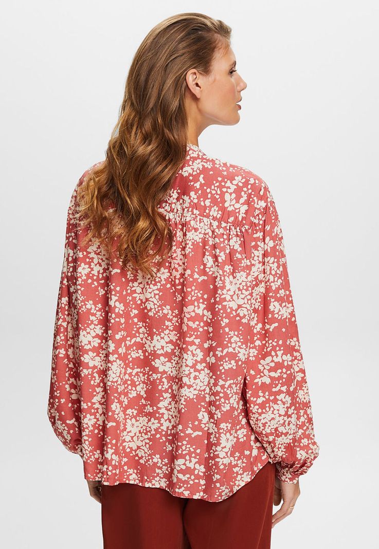 Blusa cuello alto y mangas anchas estampada Mujer Esprit-1