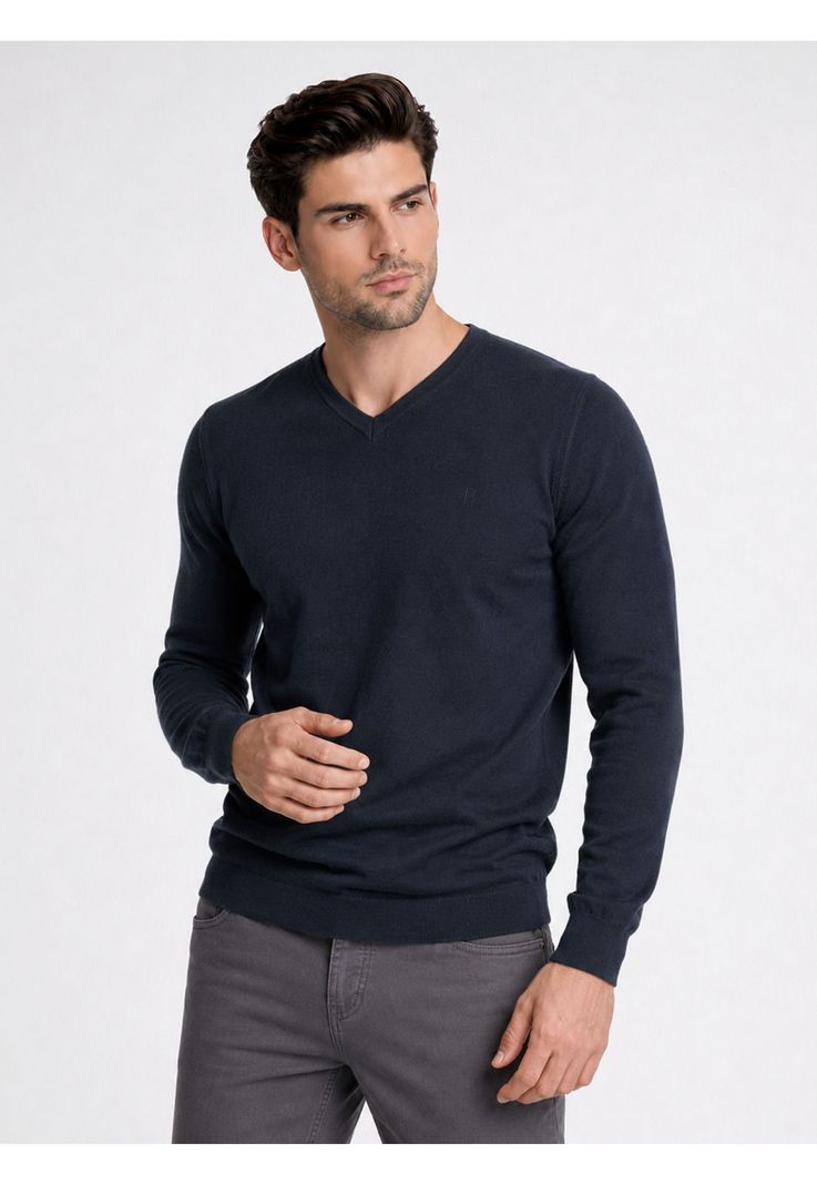 Sweater Cuello V Regular Fit Azul Marino Piero Butti PBDVI20NB