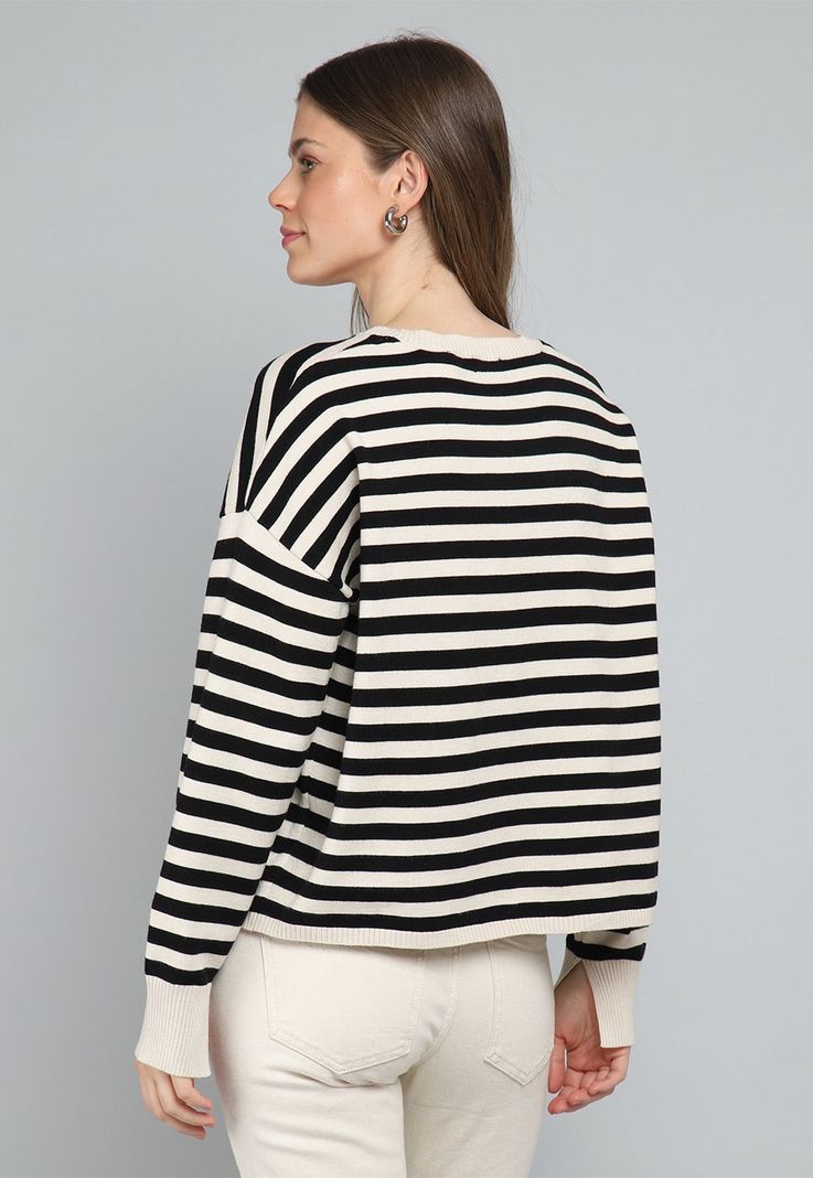Sweater Rayado Cuello Redondo Mujer Esprit M025180-1