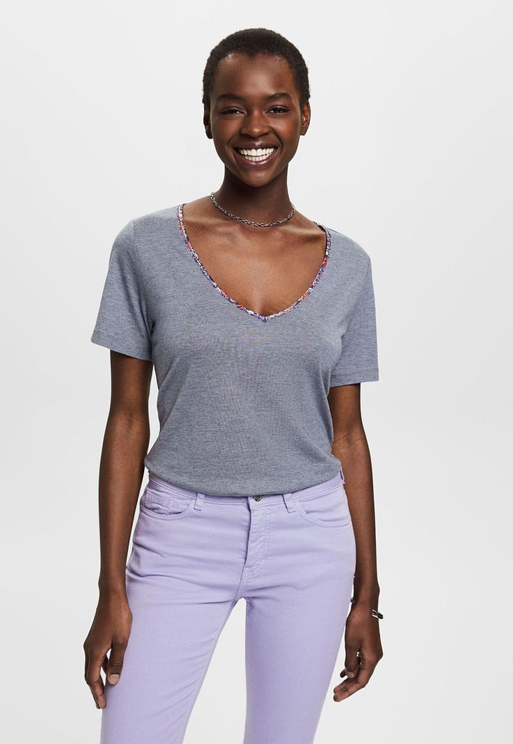 Polera Escote En V  Estampado Mujer Esprit-0
