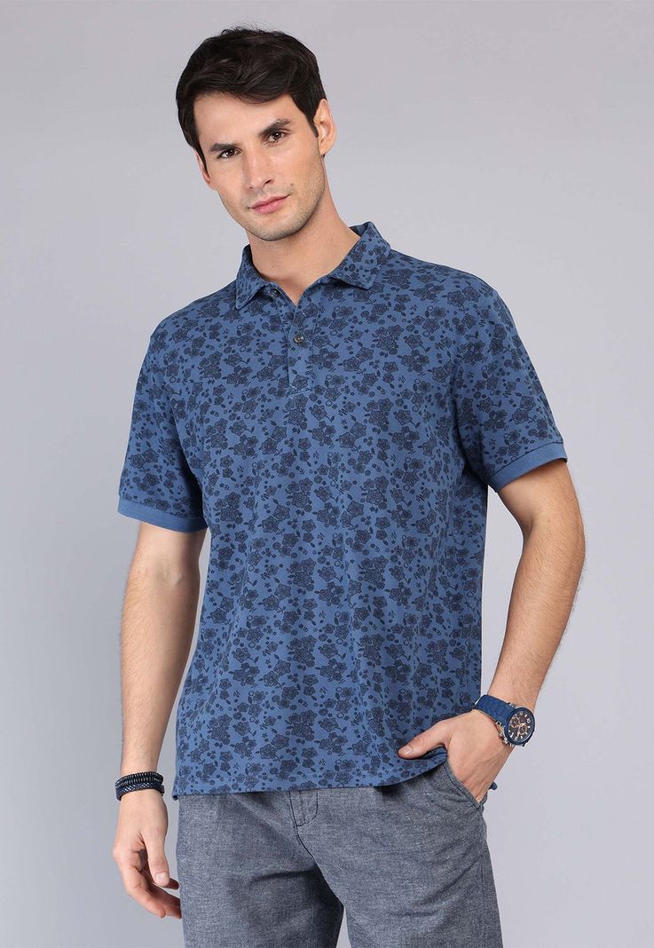 Polera Pique Stone wash Arrow Azul Marino S