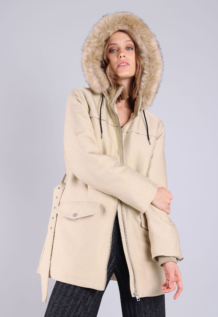 Chaqueta manga larga con capucha y cinturón Mujer Esprit-4