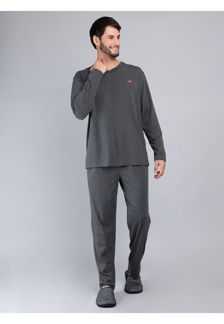 Pijama Largo Regular Fit Gris Oscuro Arrow P1I3304GO S