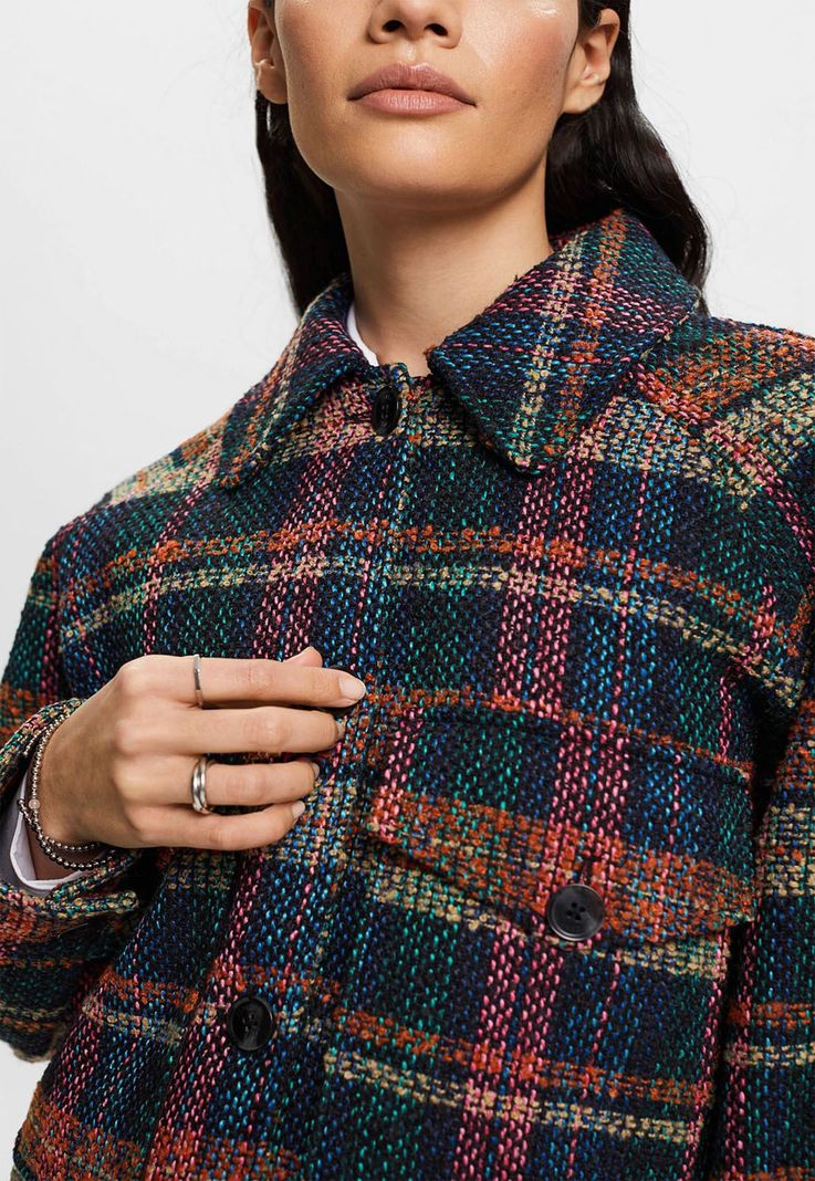 Chaqueta tweed gruesa tejido escoces Esprit-2