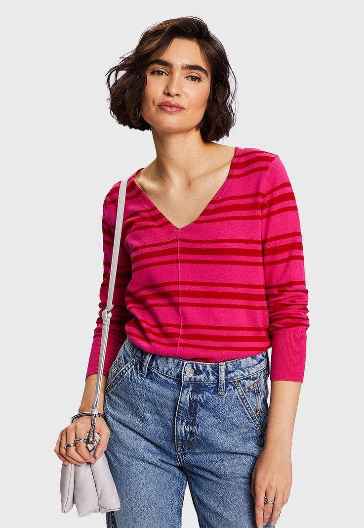 Sweater A Rayas De Algodón Mujer Esprit 994EE1I305-0