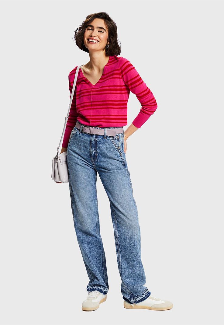 Sweater A Rayas De Algodón Mujer Esprit 994EE1I305-2