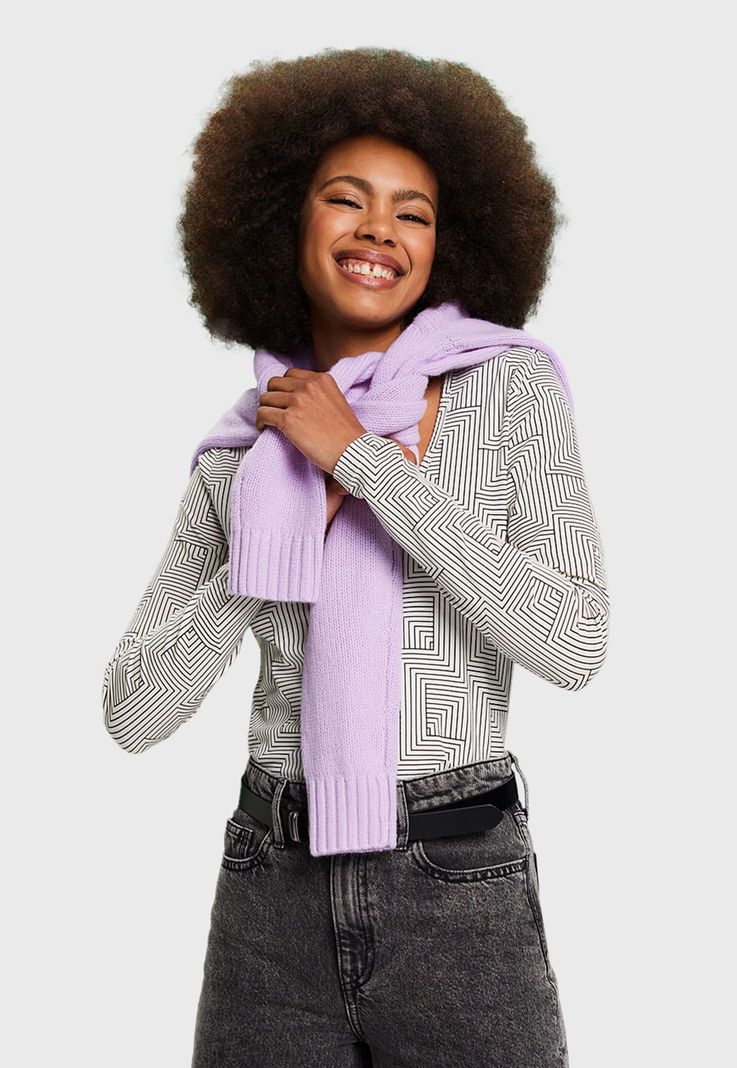 Polera De Manga Larga De Algodón Mujer Esprit-0