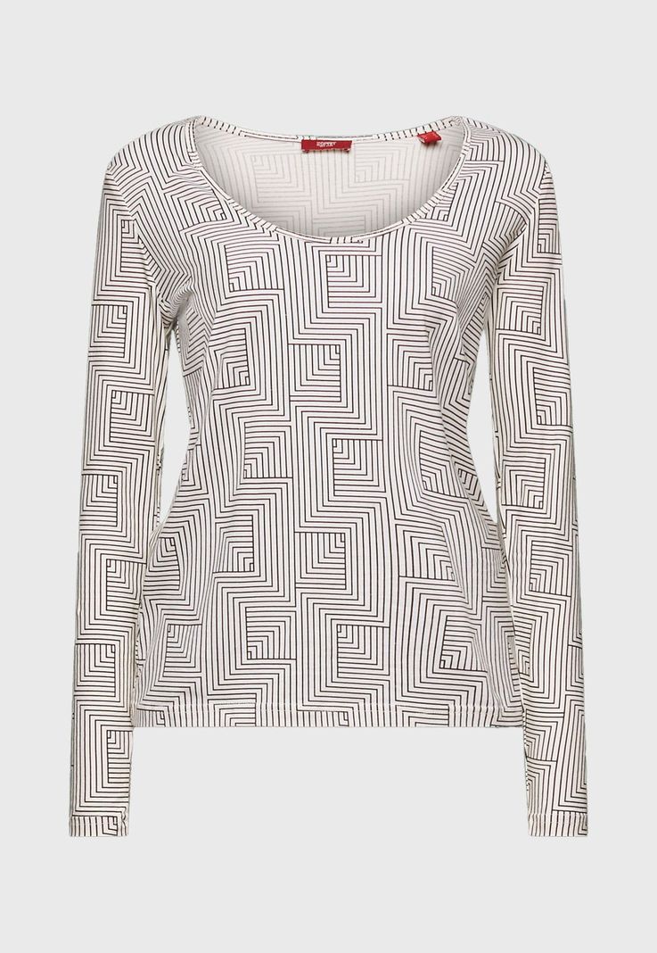 Polera De Manga Larga De Algodón Mujer Esprit-3