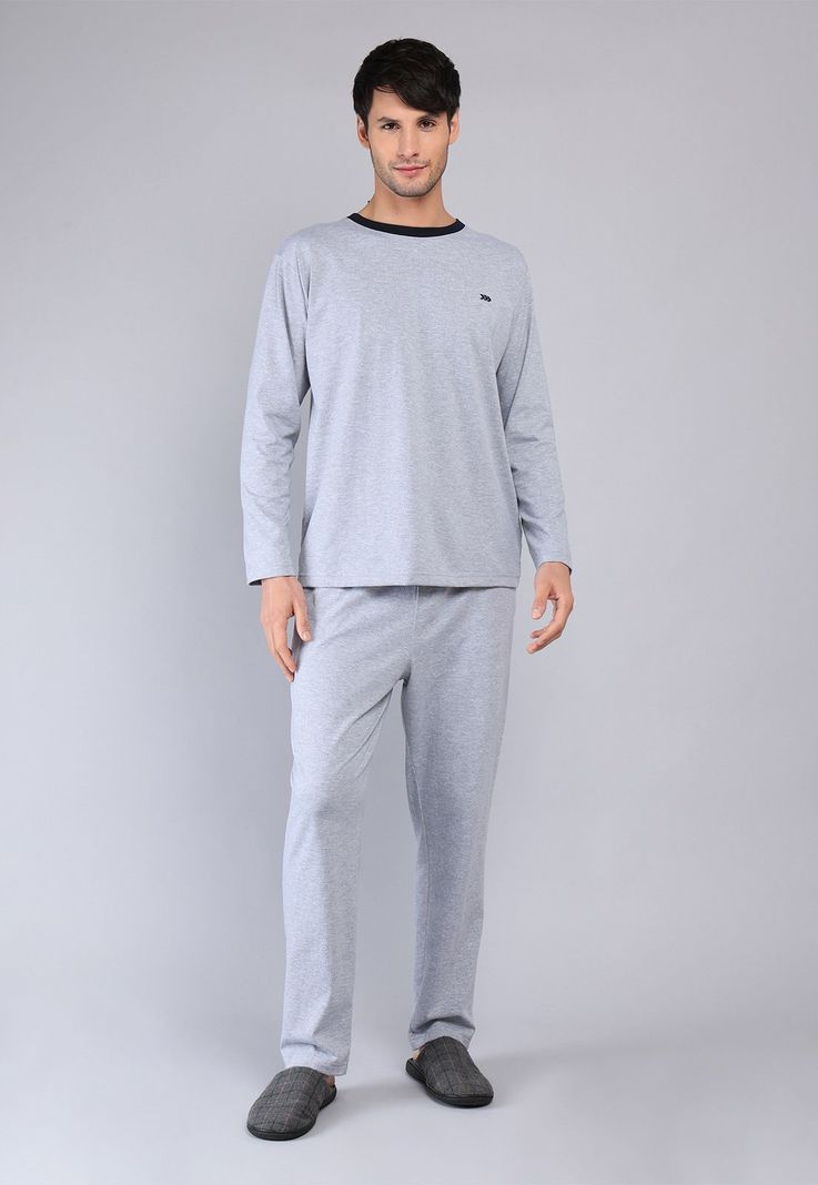Pijama Largo Cuello Redondo Arrow Gris S
