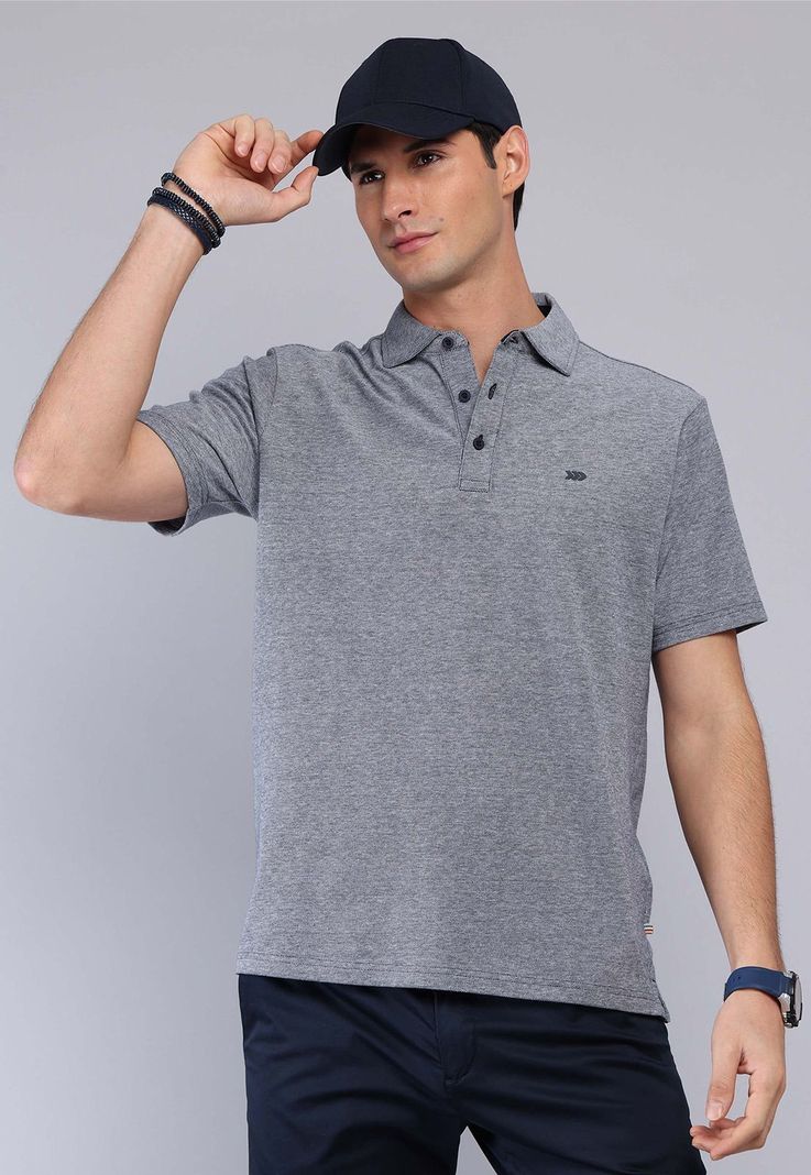 Polera Melange Manga Corta Arrow Azul Marino S