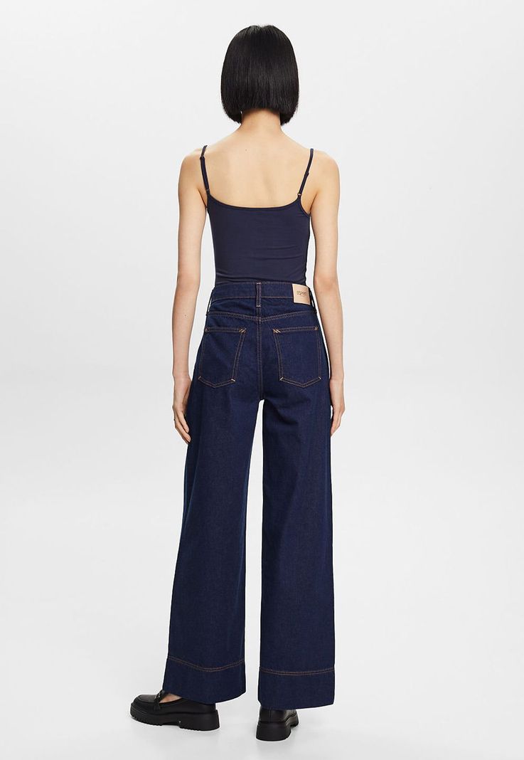 Jeans pierna ancha y recta con bolsillos Mujer Esprit-1