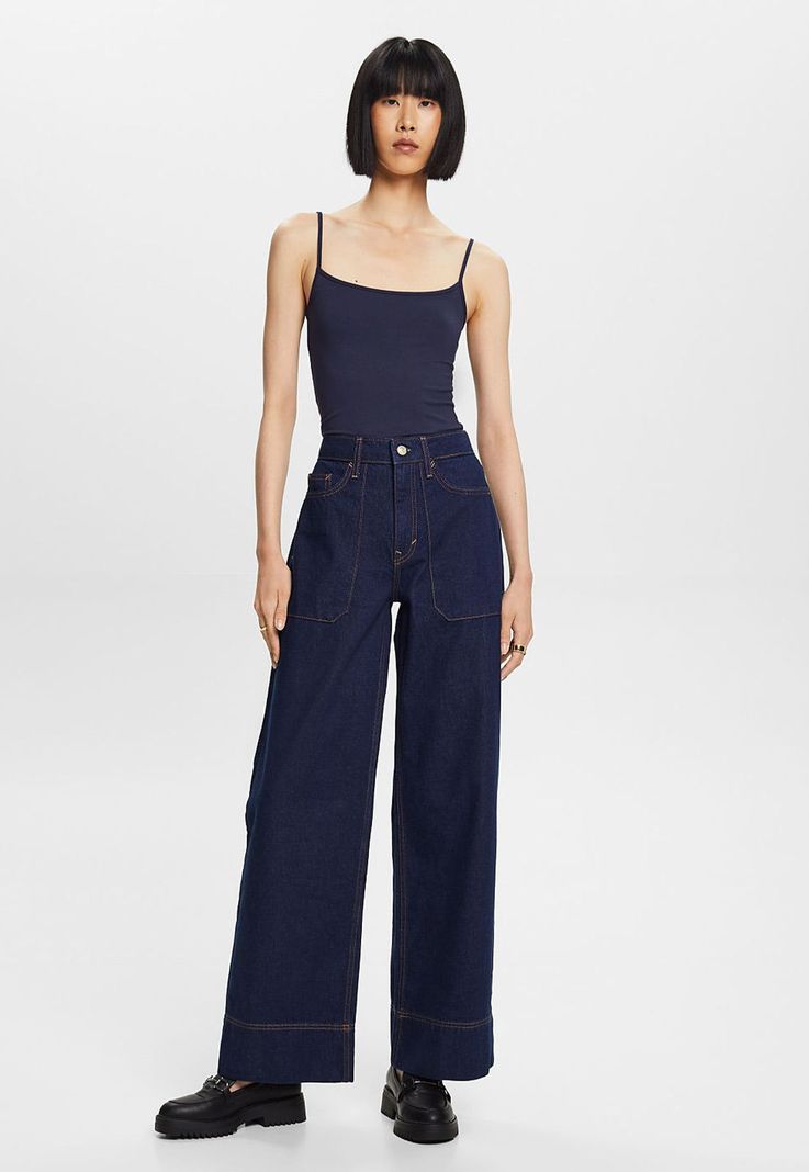 Jeans pierna ancha y recta con bolsillos Mujer Esprit-2