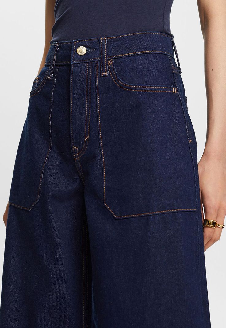 Jeans pierna ancha y recta con bolsillos Mujer Esprit-3