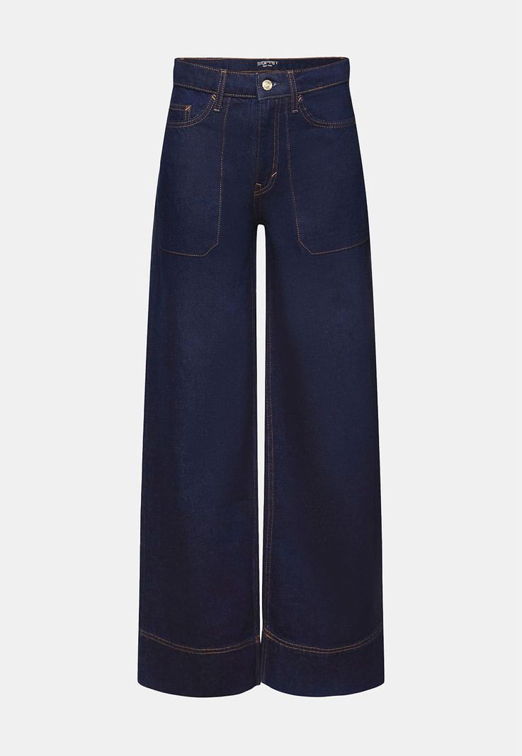 Jeans pierna ancha y recta con bolsillos Mujer Esprit-4