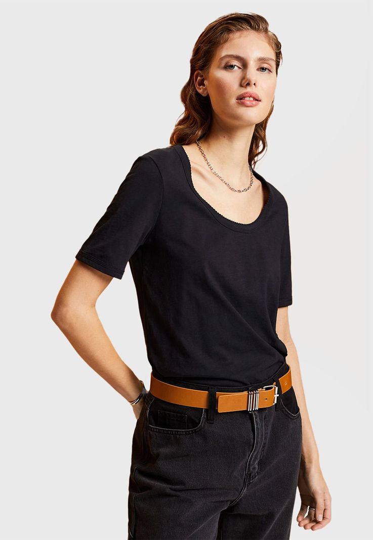 Polera de Algodón con Escote en U Mujer Esprit 033EE1K326-0