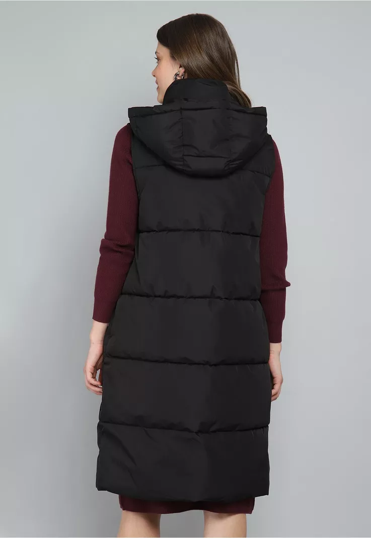 Parka Larga Chaqueta Negra Sin Manga Mujer Chaqueta Larga Sin