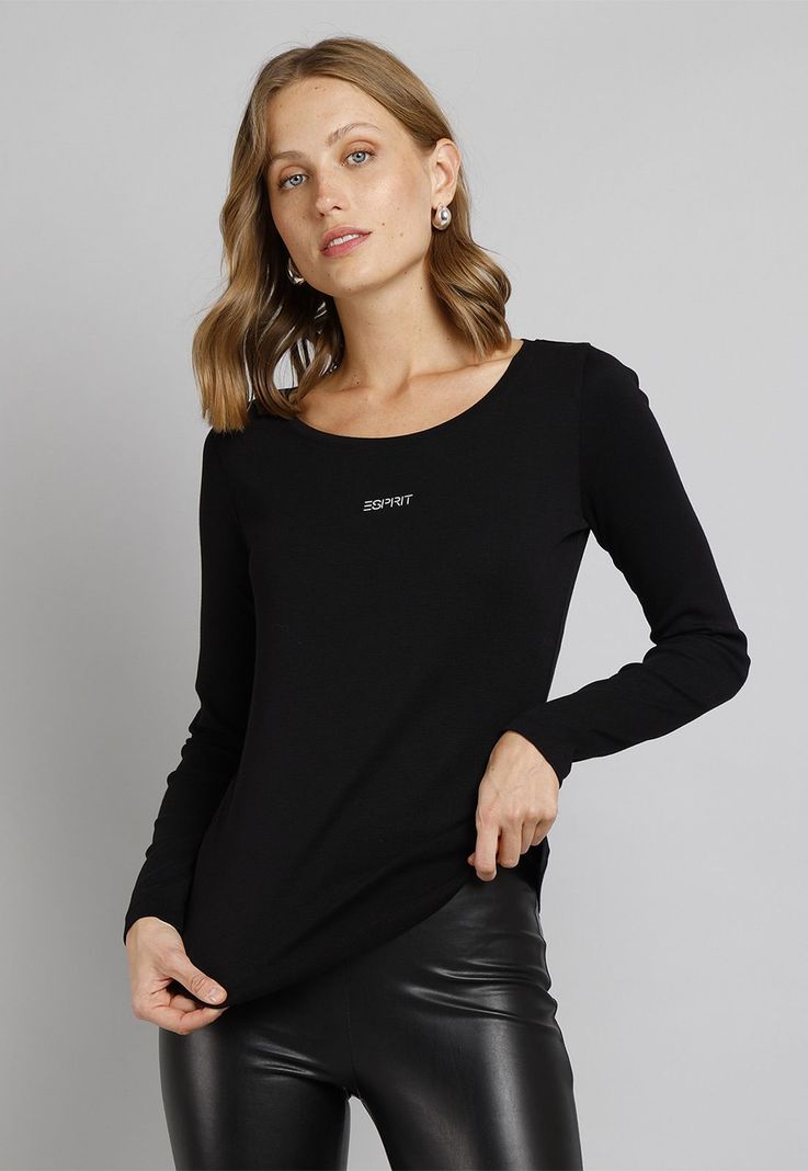 Polera Manga Larga Con Logo Mujer Esprit 995EE1K300-0