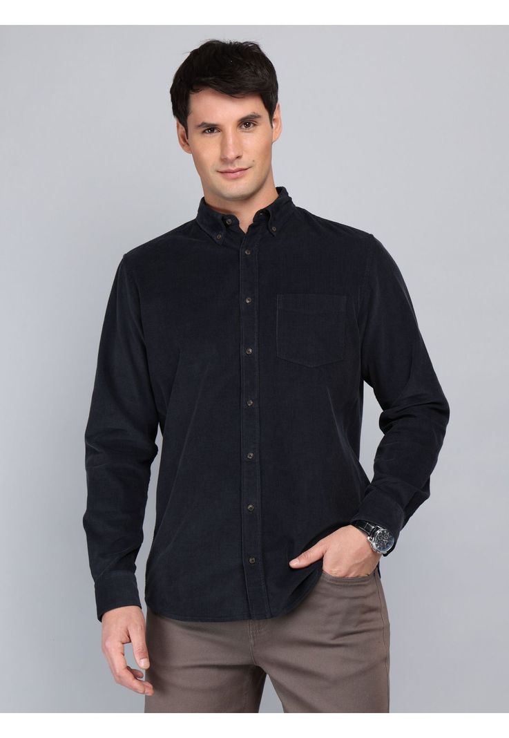 Camisa Cotelé Regular Fit Azul Marino Arrow CM33023NB
